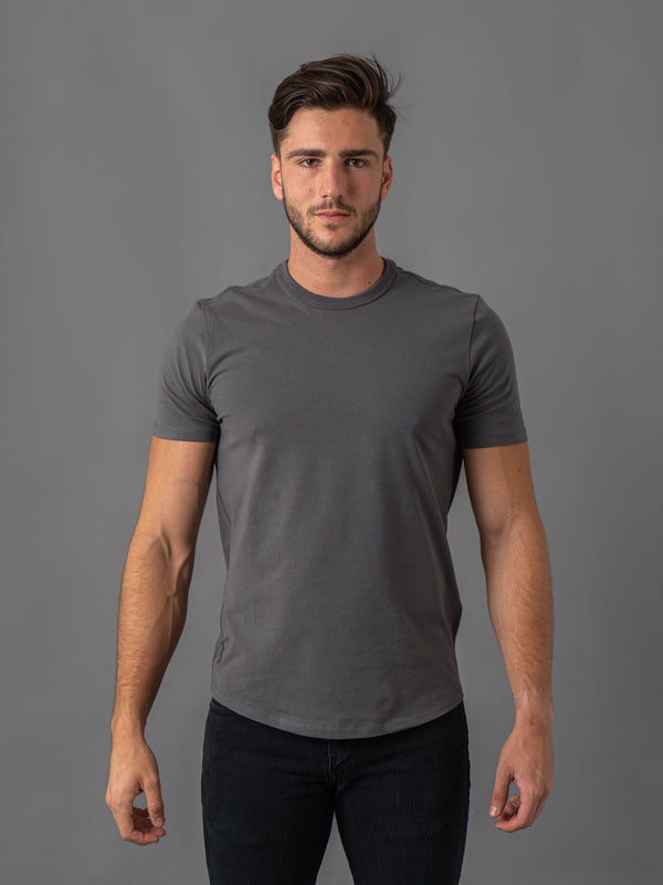 Grey Pinestripe Cuello Redondo