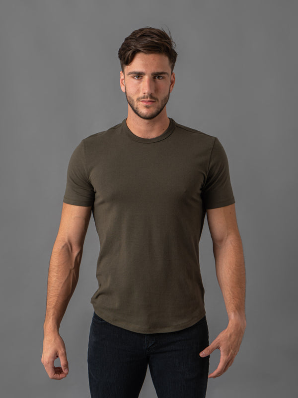 Military Green Cuello Redondo